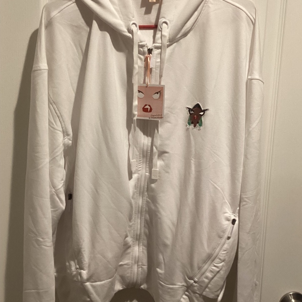 NWT Women’s Badgley Mischka Original Art Work White Hoodie - Size 2XL